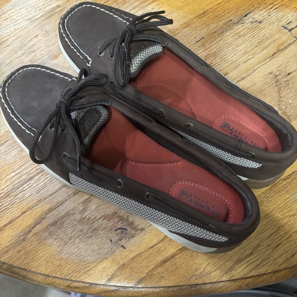 Sperry Women's Brown Tan Suede‎ Slip On  Loafers Size 11M Boat Shoes Laces